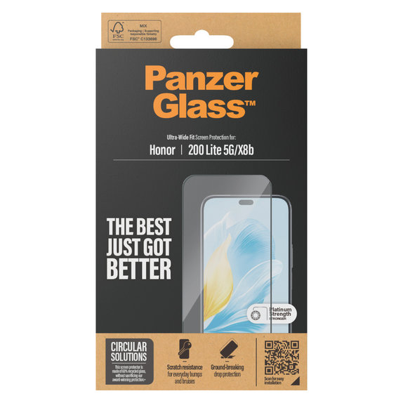 Закалено стъкло UWF за Honor 200 Lite, Черно, PanzerGlass