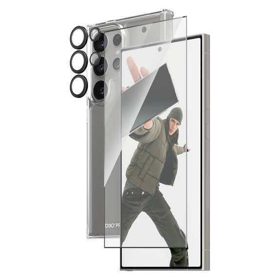 Bundle Hoops + Закалено стъкло UWF + Hard Case D3O за Samsung Galaxy S24 Ultra, PanzerGlass