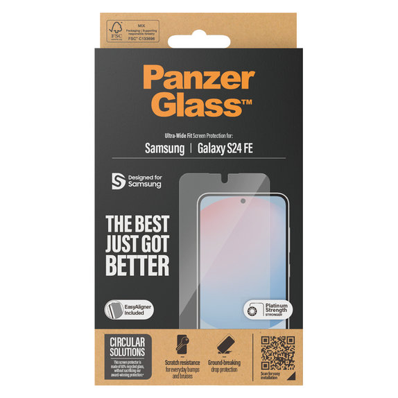 Закалено стъкло UWF с апликатор за Samsung Galaxy S24 FE, Прозрачно, PanzerGlass