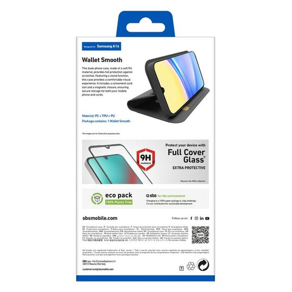 Калъф тип книга Wallet Smooth за Samsung Galaxy A16, Черен, SBS
