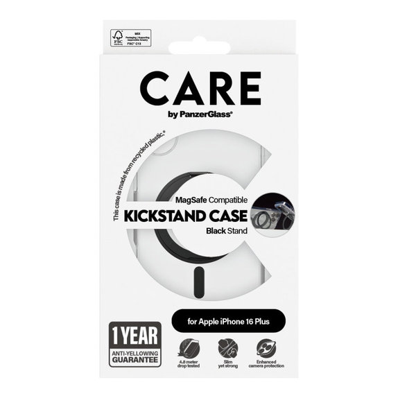 Калъф Kickstand с MagSafe за iPhone 16 Plus, Черно, CARE