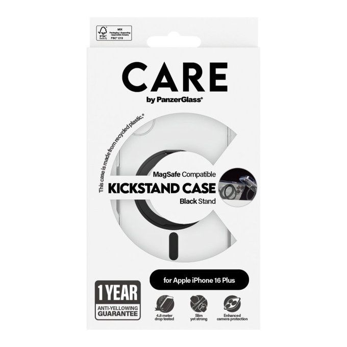 Калъф Kickstand с MagSafe за iPhone 16 Plus, Черно, CARE