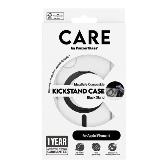 Калъф Kickstand с MagSafe за iPhone 16, Черно, CARE