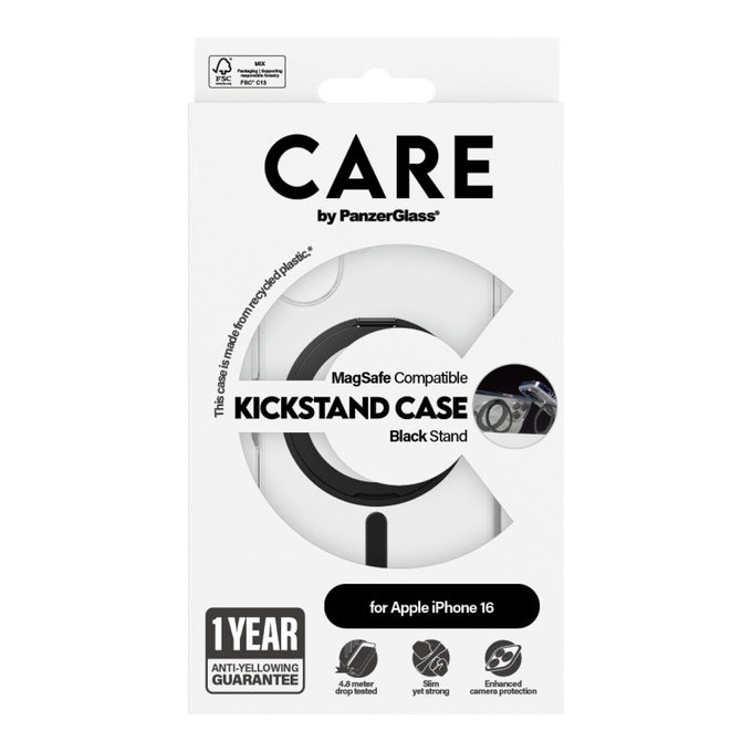 Калъф Kickstand с MagSafe за iPhone 16, Черно, CARE