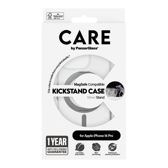 Калъф Kickstand с MagSafe за iPhone 16 Pro, Сребристо, CARE
