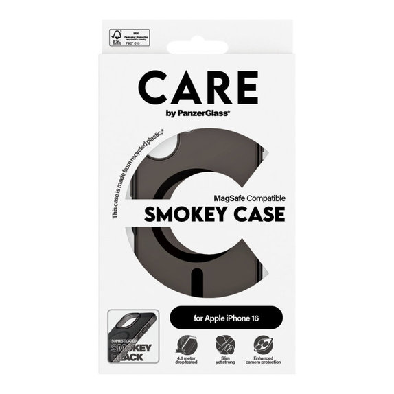 Калъф Smokey с MagSafe за iPhone 16, Черно, CARE