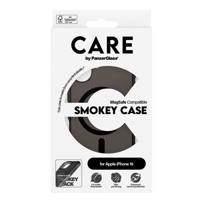 Калъф Smokey с MagSafe за iPhone 16, Черно, CARE