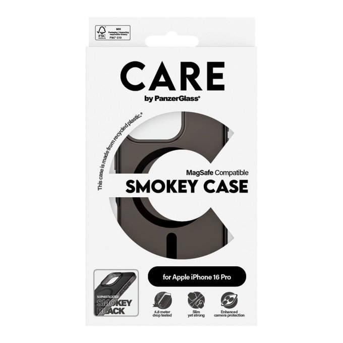 Калъф Smokey с MagSafe за iPhone 16 Pro, Черно, CARE