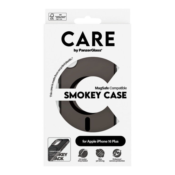 Калъф Smokey с MagSafe за iPhone 16 Plus, Черно, CARE