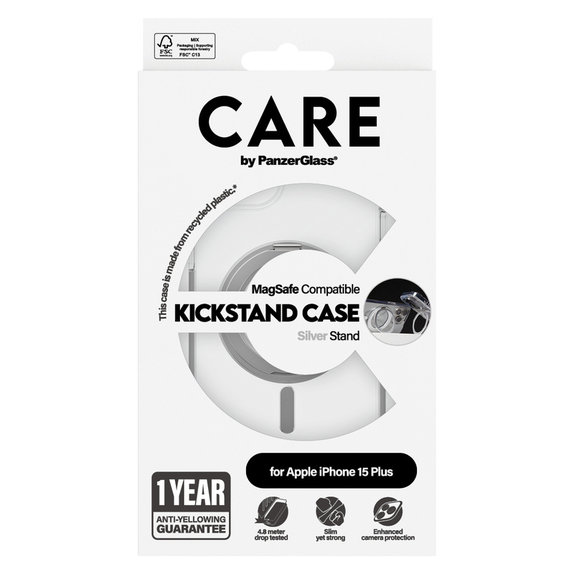 Калъф Kickstand с MagSAFE by PanzerGlass за iPhone 15 Pro Max, Сребристо, PanzerGlass