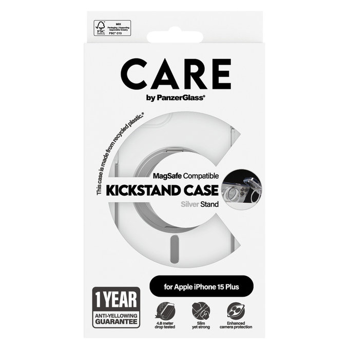 Калъф Kickstand с MagSAFE by PanzerGlass за iPhone 15 Pro Max, Сребристо, PanzerGlass