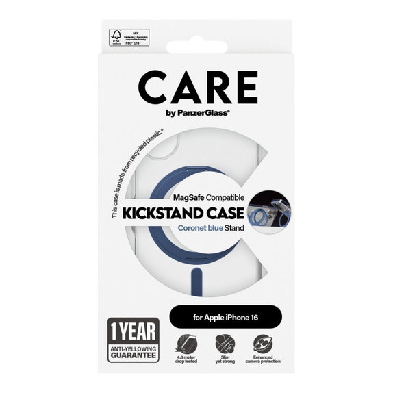 Калъф Kickstand с MagSafe за iPhone 16, Синьо, CARE