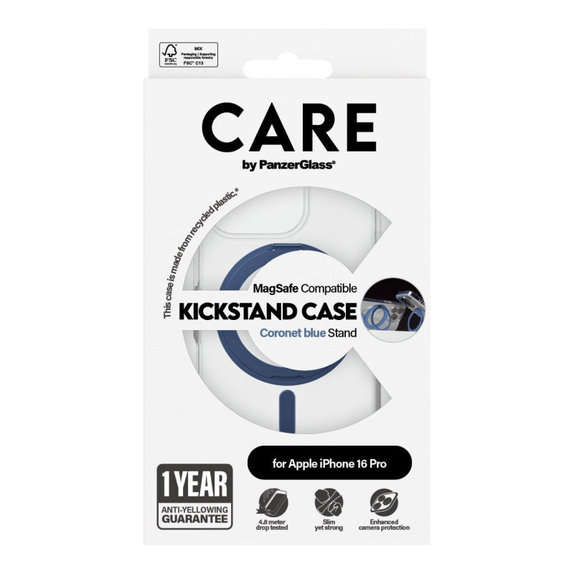 Калъф Kickstand с MagSafe за iPhone 16 Pro, Синьо, CARE