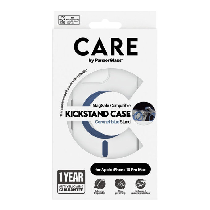 Калъф Kickstand с MagSafe за iPhone 16 Pro Max, Синьо, CARE