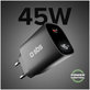 Пътен адаптер LCD USB-C, GaN, 45 W PD, черен, SBS