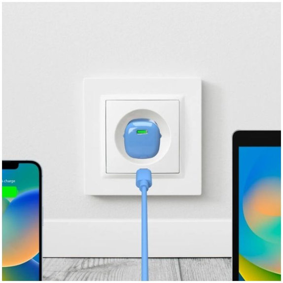 Зарядно устройство MiniPro USB-C, GaN, 20W, син лагун, Blue Lagon, PURO