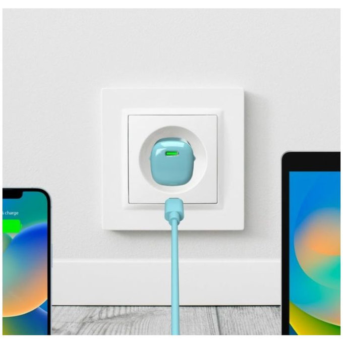 Зарядно устройство MiniPro USB-C, GaN, 20W, островна мъгла, Island Mist, PURO