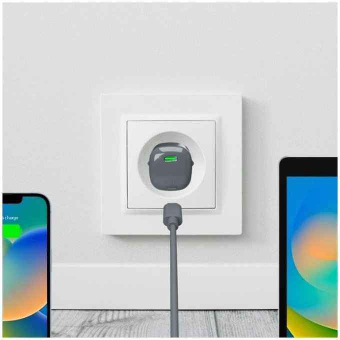 Зарядно устройство MiniPro USB-C, GaN, 20W, черна стрида, Black Oyster, PURO