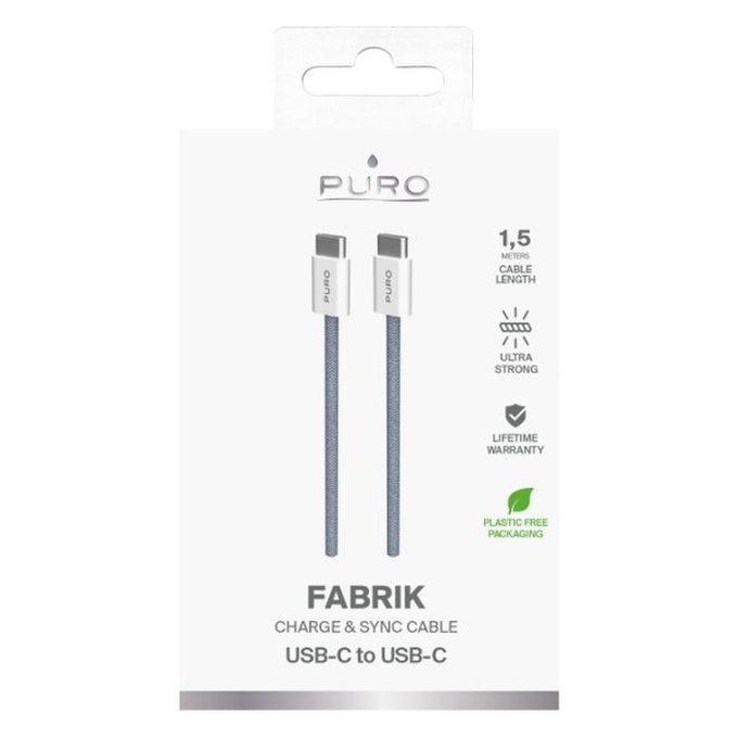 USB-C / USB-C кабел 60W Fabrik FABK4, 1.5m, Blue Lagon, PURO