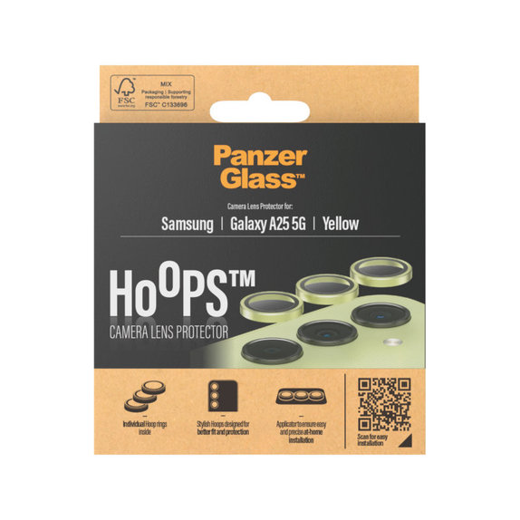 Протектор за обектив на камера Hoops за Samsung A25 5G, Жълто, PanzerGlass