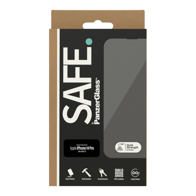 Закалено стъкло Case Friendly UWF за iPhone 14 Pro, Черно, SAFE