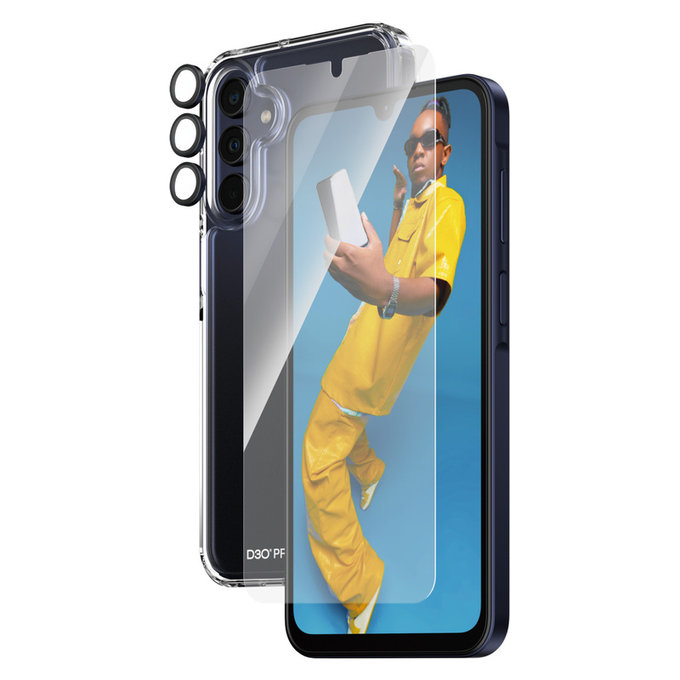 Bundle Hoops + Закалено стъкло UWF + Hard Case D3O за Samsung Galaxy A15/A15 5G, PanzerGlass