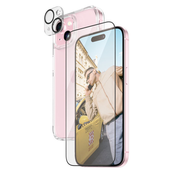 Bundle PicturePerfect + Закалено стъкло UWF + Hard Case D3O за iPhone 15, PanzerGlass