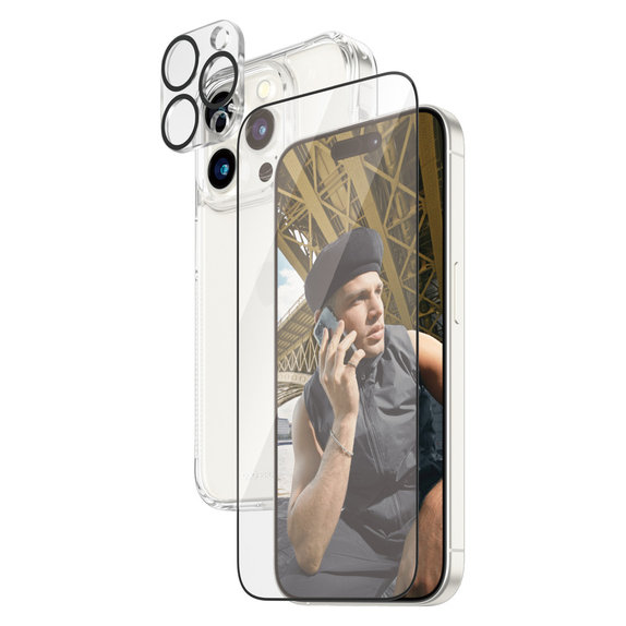 Bundle PicturePerfect + Закалено стъкло UWF + Hard Case D3O за iPhone 15 Pro, PanzerGlass
