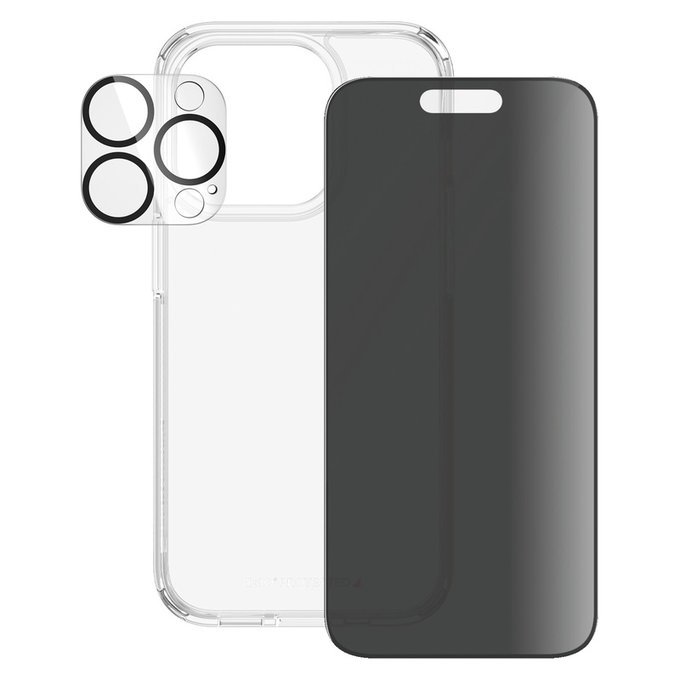 Bundle PicturePerfect + Закалено стъкло UWF Privacy + Hard Case D3O за iPhone 15 Pro, PanzerGlass