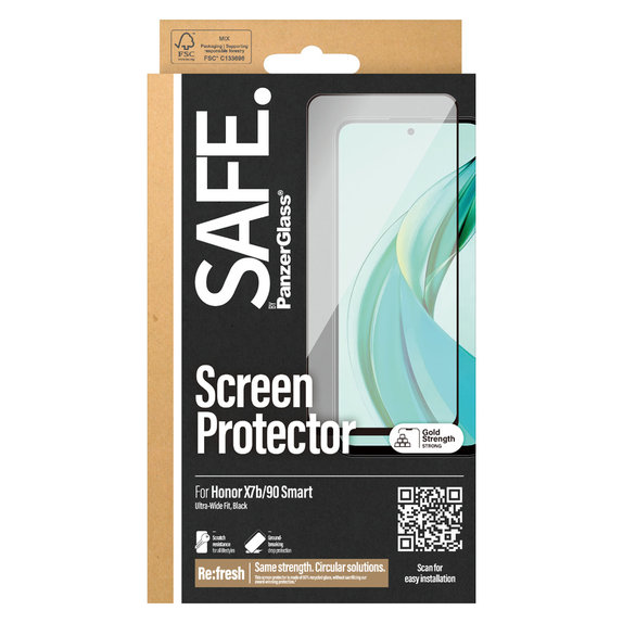 Закалено стъкло UWF за Honor 90 Smart, Čierne, SAFE by PanzerGlass