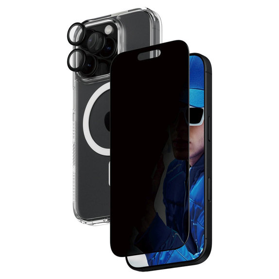 Bundle Hoops + Закалено стъкло UWF + Hard Case за iPhone 16 Pro, PanzerGlass