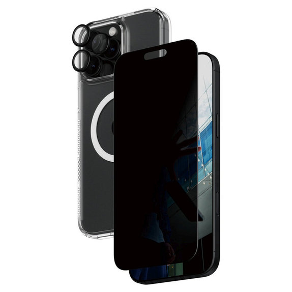 Bundle Hoops + Закалено стъкло UWF Privacy + Hard Case за iPhone 16 Pro Max, PanzerGlass