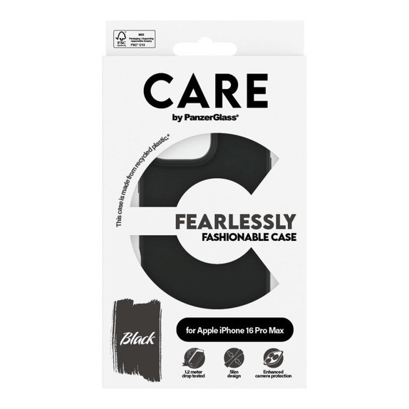 Калъф Fearlessly за iPhone 16 Pro Max, Черно, CARE