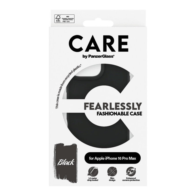 Калъф Fearlessly за iPhone 16 Pro Max, Черно, CARE