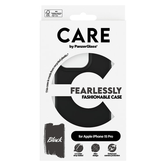 Калъф Fearlessly за iPhone 15 Pro, Черно, PanzerGlass