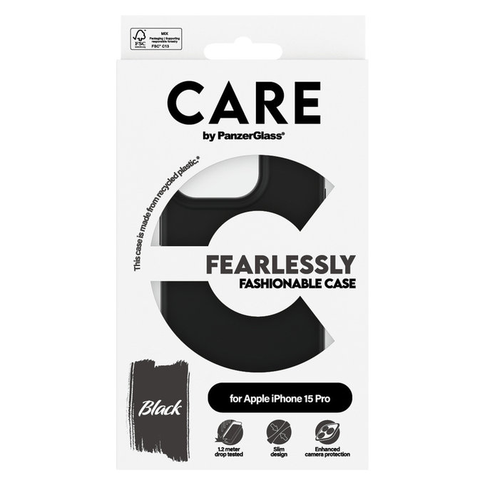 Калъф Fearlessly за iPhone 15 Pro, Черно, PanzerGlass