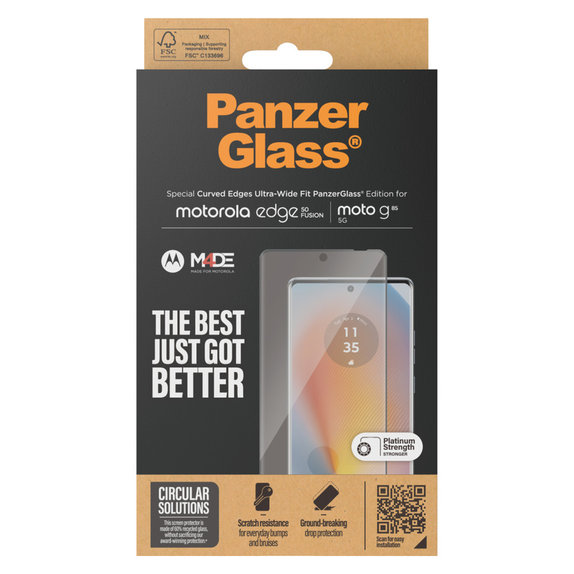 Закалено стъкло UWF за Motorola Moto G85 5G/Edge 50 Fusion, Черно, PanzerGlass