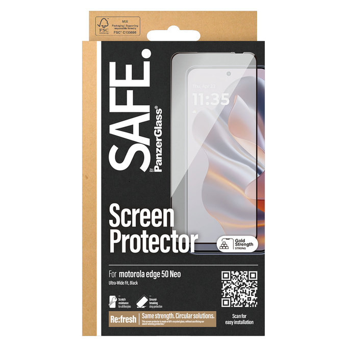 Закалено стъкло UWF за Motorola Edge 50 Neo, Черно, SAFE by PanzerGlass