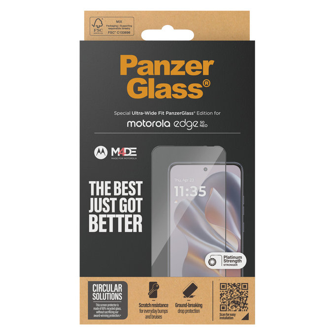 Закалено стъкло UWF за Motorola Edge 50 Neo, Черно, PanzerGlass