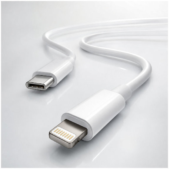Lightning / USB-C кабел, 1.5m, Бял, White, FixPremium