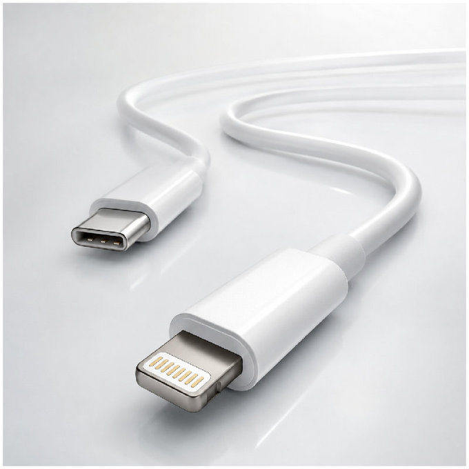 Lightning / USB-C кабел, 1.5m, Бял, White, FixPremium