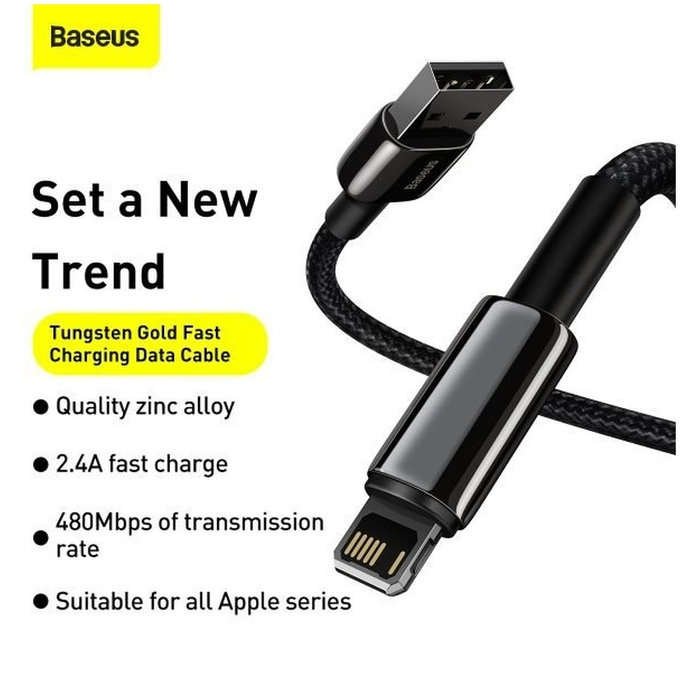 Lightning / USB кабел, 1.5m, Черно, Black, Baseus