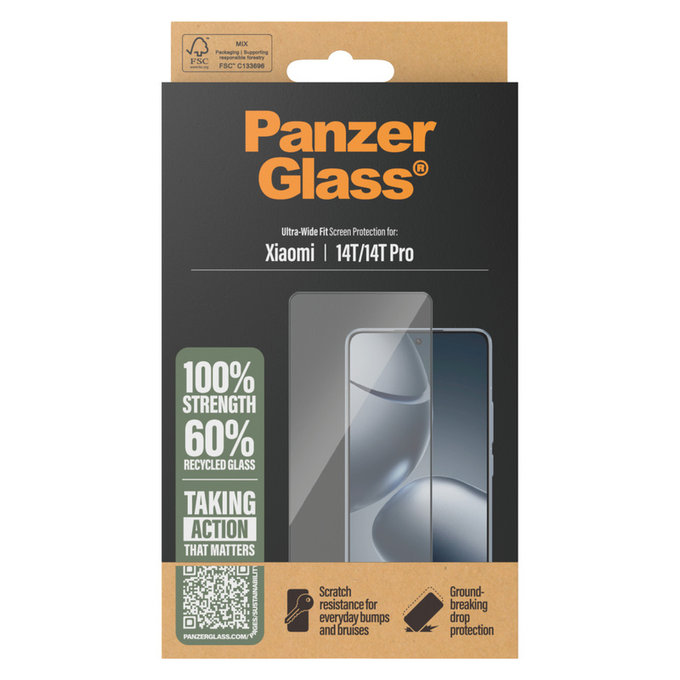 Закалено стъкло UWF за Xiaomi 14T/14T Pro, Черно, PanzerGlass