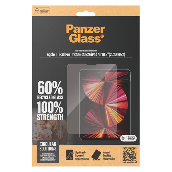 Закалено стъкло UWF за iPad Pro 11"/Air 10,9'', Прозрачно, PanzerGlass