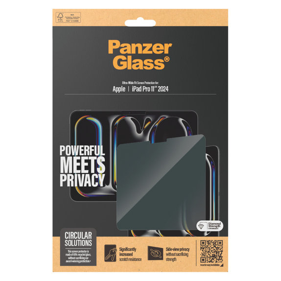 Закалено стъкло UWF Privacy за iPad Pro 11'', Прозрачно, PanzerGlass