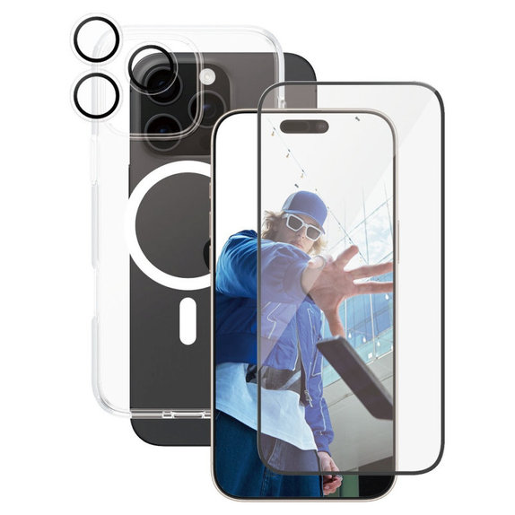 Bundle Hoops + Закалено стъкло UWF + Калъф Urban Combat за iPhone 16 Pro Max, CARE