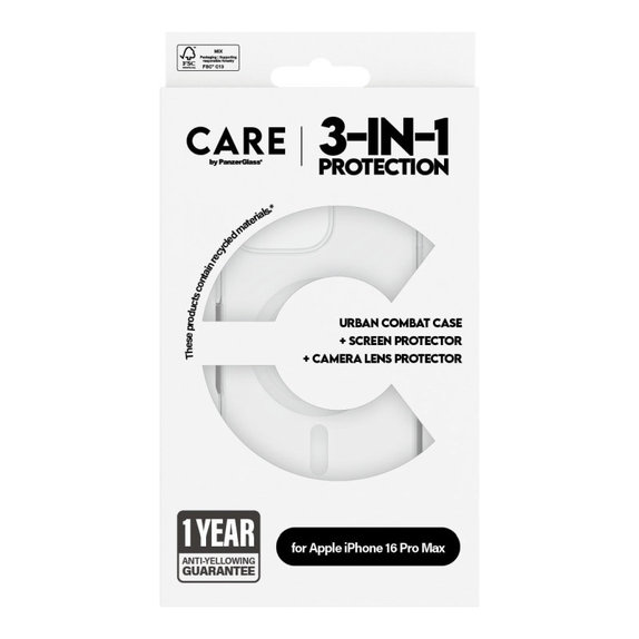 Bundle Hoops + Закалено стъкло UWF + Калъф Urban Combat за iPhone 16 Pro Max, CARE