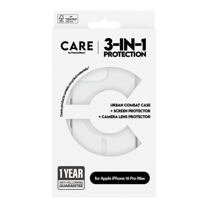 Bundle Hoops + Закалено стъкло UWF + Калъф Urban Combat за iPhone 16 Pro Max, CARE