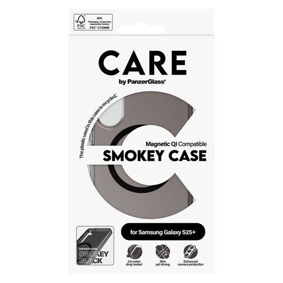 Калъф Smokey с черно QI за Samsung Galaxy S25+, Черно, PanzerGlass