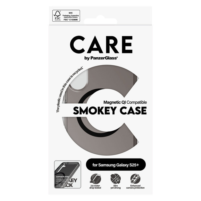Калъф Smokey с черно QI за Samsung Galaxy S25+, Черно, PanzerGlass